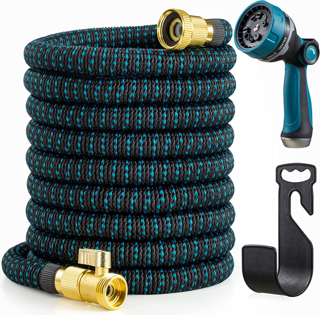 100 feet adjustable durable 3 layer latex expandable magic garden water hose pipe with brass fittings