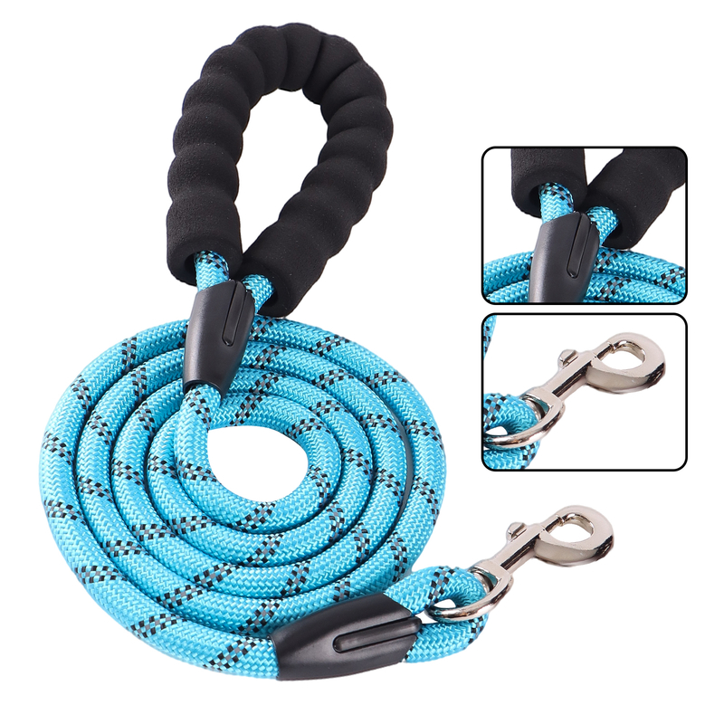 Soild color blue nylon material dog leash 8mm dog leashes for small dogs