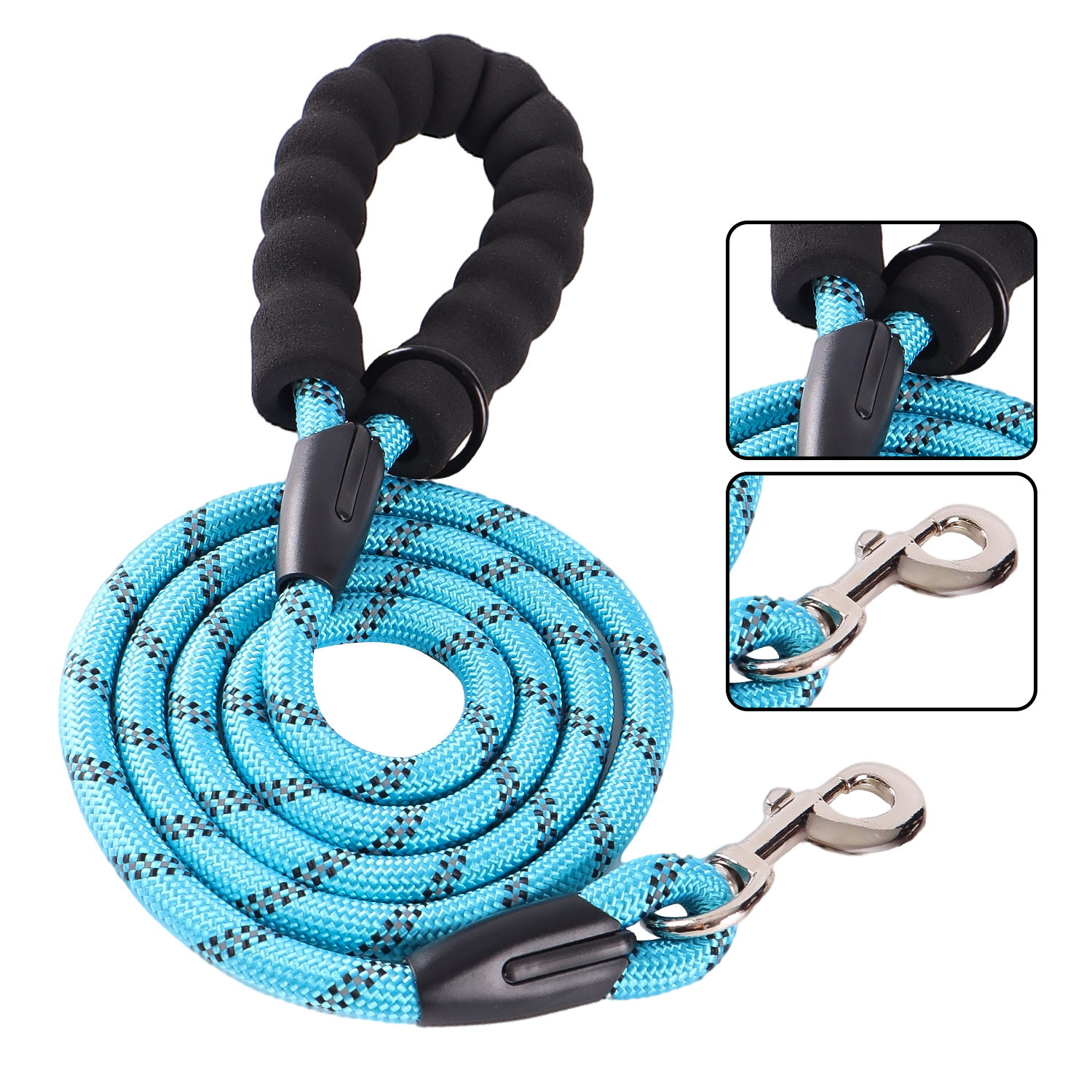 Soild color blue nylon material dog leash 8mm dog leashes for small dogs