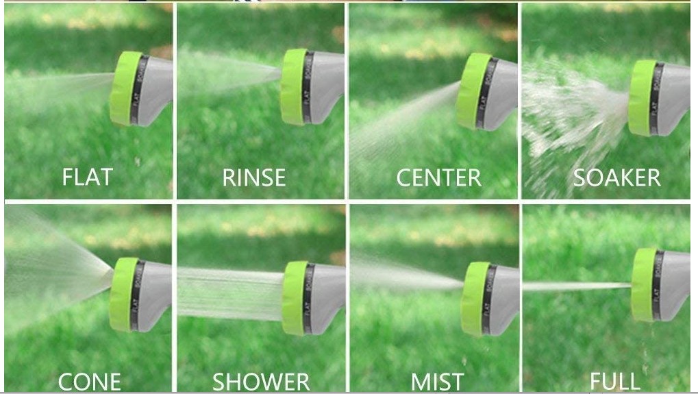 Garden Heavy-Duty Metal Hose Nozzle with Comfort-Grip 8 Different Spray Patterns for Watering Lawns, Washing Cars & Pets