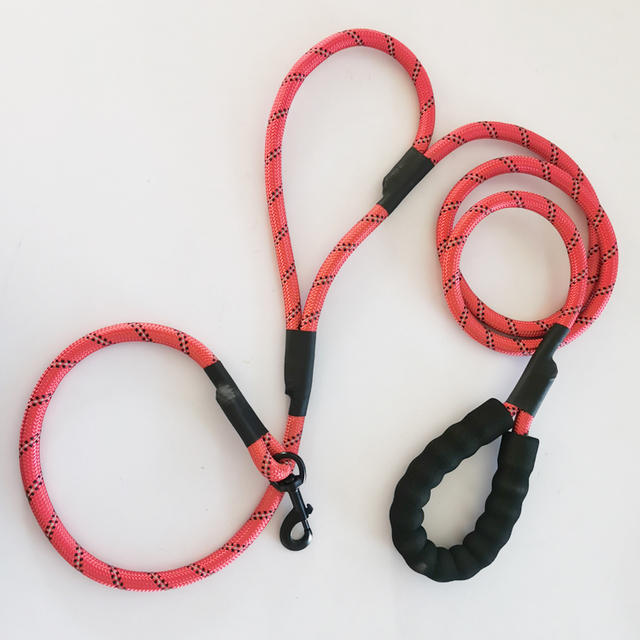 Dual Handle Dog Training Walking Leash Reflective Nylon Braided Climbing Rope Double Handle Dog Leash