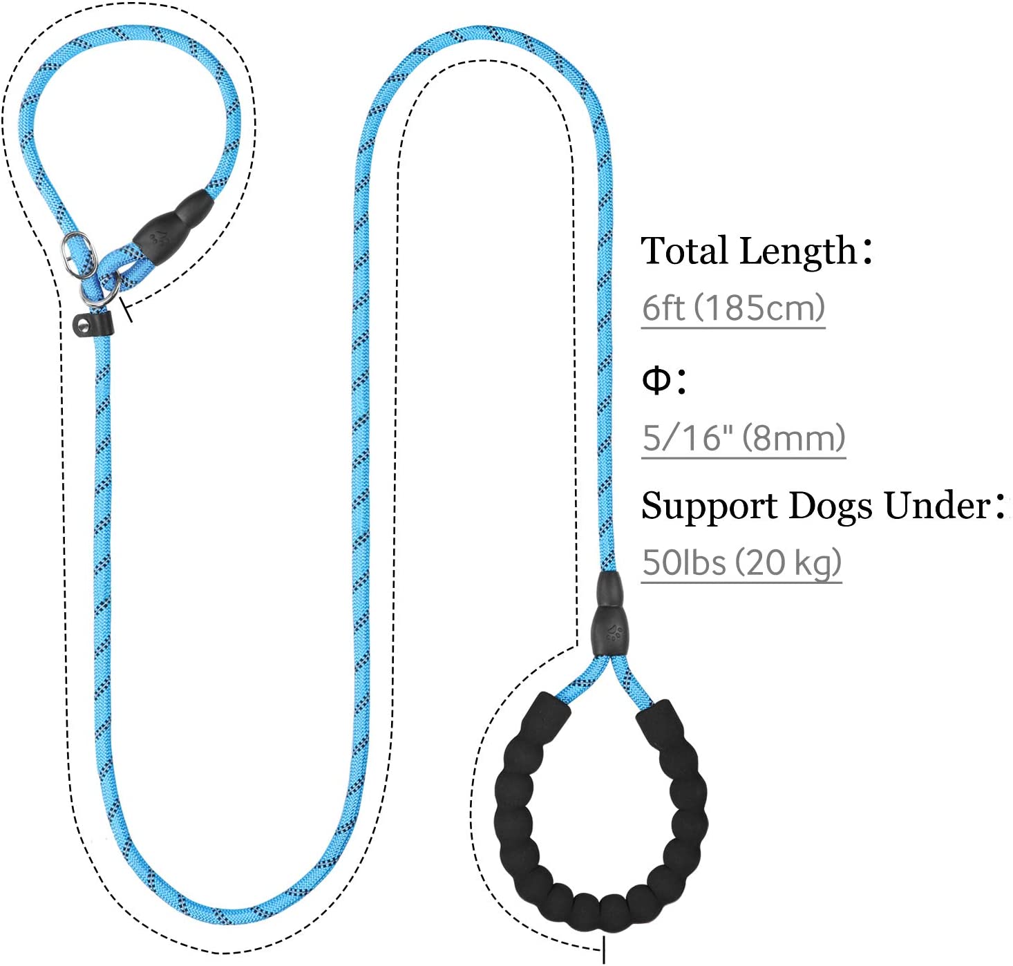 2456 ft strong dog leash durable slip lead dog leash with zipper pouch