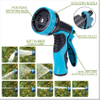 Hose Nozzle Garden, Metal Spray Nozzle High Pressure, 10 Patterns Thumb Control for Watering, Washing