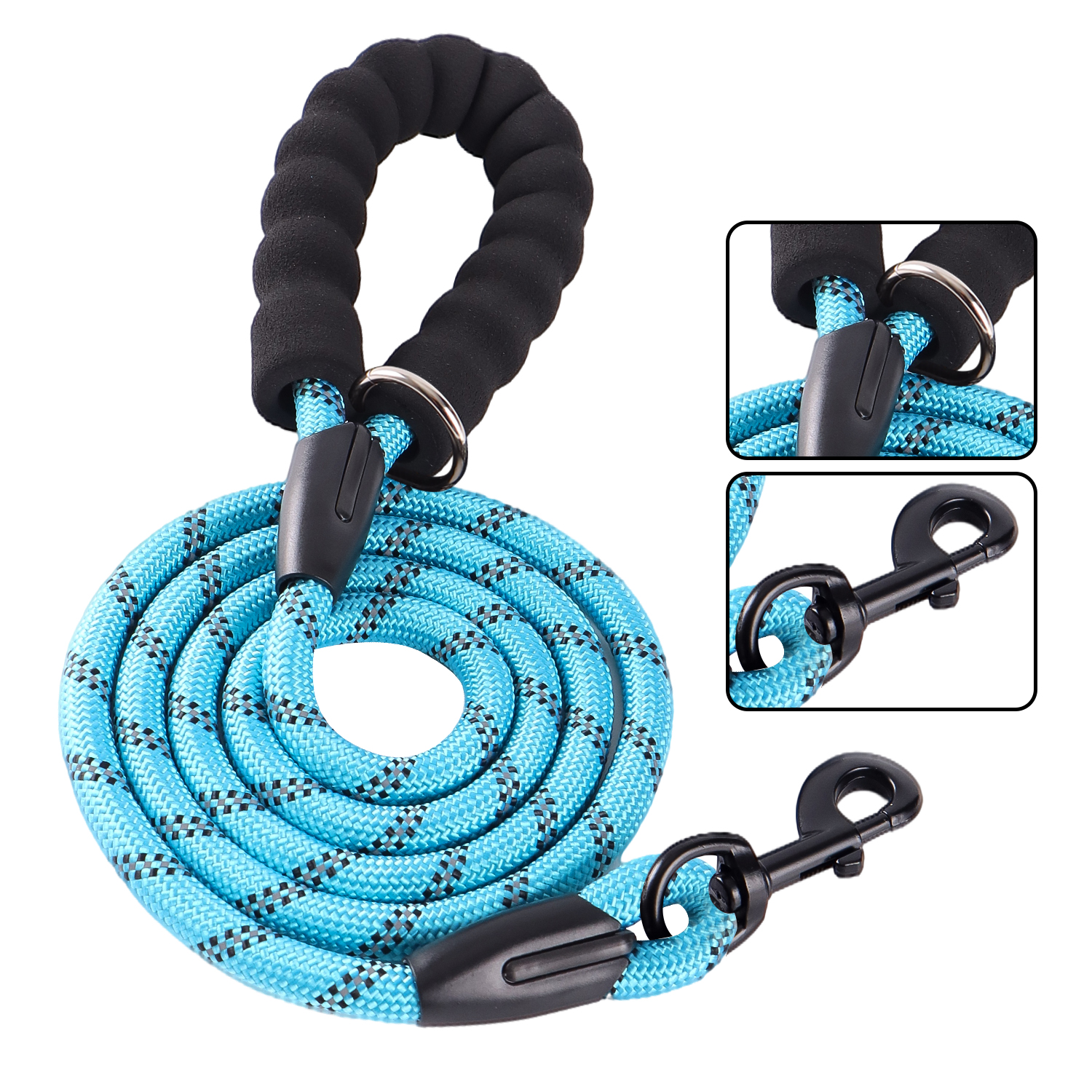 Soild color blue nylon material dog leash 8mm dog leashes for small dogs