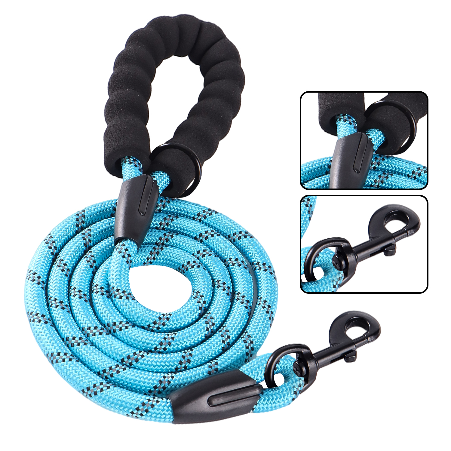 Soild color blue nylon material dog leash 8mm dog leashes for small dogs